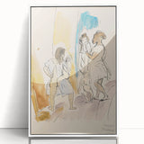 Modern Wall Art: Abstract Family Scene in Earthy Tones and Watercolors