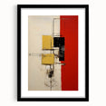 Abstract wall art print featuring vibrant strokes in shades of blue, pink, and yellow, framed in black with a white mat, perfect for modern home decor.