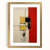 Abstract wall art featuring gold and black strokes in a sleek frame with a white mat, perfect for modern home decor, adding elegance to any room.
