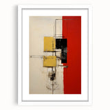 Abstract strokes wall art framed in white, showcasing vibrant colors and dynamic patterns, perfect for modern home decor or office settings.