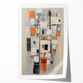 Abstract wall art print showcasing vibrant, colorful strokes in a blend of blue, orange, and yellow hues, rolled up for easy transport and display. Perfect for modern home decor, adding a dynamic touch to any room.