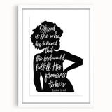 Inspirational Typography Art - Luke 1:45 "Blessed" Canvas Print