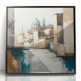 Framed abstract architecture wall art in black acrylic, showcasing geometric shapes and lines against a minimalist background, perfect for modern home decor.