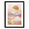 Abstract landscape wall art framed in black, featuring vibrant colors and intricate patterns, perfect for modern home decor or gallery displays.