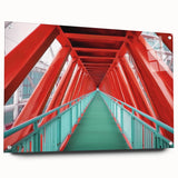 Acrylic glass landscape bridge design showcasing intricate details from a side view, mounted with pins for stability. Ideal for modern home decor enthusiasts.