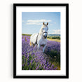 Elegant black-framed landscape artwork depicting a serene countryside scene with a white mat, ideal for enhancing home decor and creating a calming atmosphere.