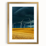 Elegant gold-framed landscape artwork featuring vibrant fields, displayed with a white mat, enhancing the visual appeal and perfect for home decor.