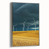 Framed canvas artwork showcasing a vibrant landscape scene featuring lush fields, elegantly bordered with a silver frame, ideal for enhancing home decor.