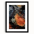 Extra large abstract art print featuring colorful, textured elements on canvas, ideal for living room decor.