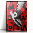 Bold Pop Art Wall Art - Red and Black Canvas with Sneaker Design
