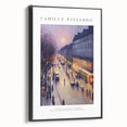 Black and white landscape art painting on framed canvas, featuring a vintage poster style, ideal for bedroom wall decor.