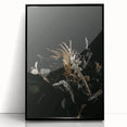 Large abstract wall art featuring swirling autumn colors on acrylic, framed in black.