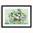 Extra large abstract art print featuring vibrant, textured swirls of blue, yellow, and green on a framed black canvas.