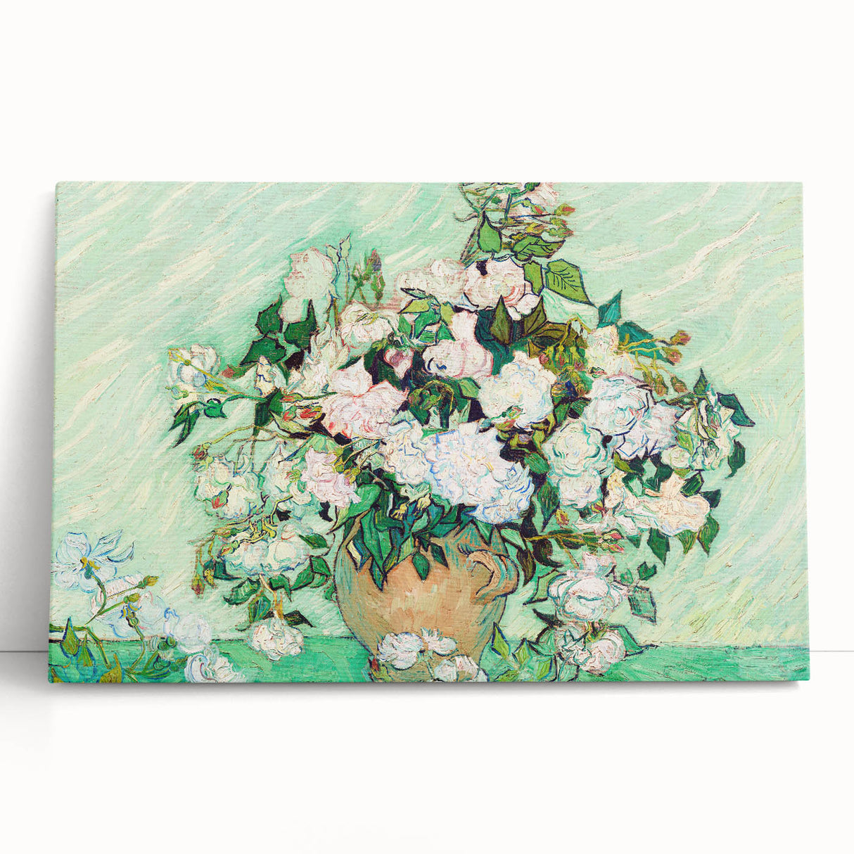 Large black and white print of Van Gogh's painting on stretched canvas, ideal for kitchen art.