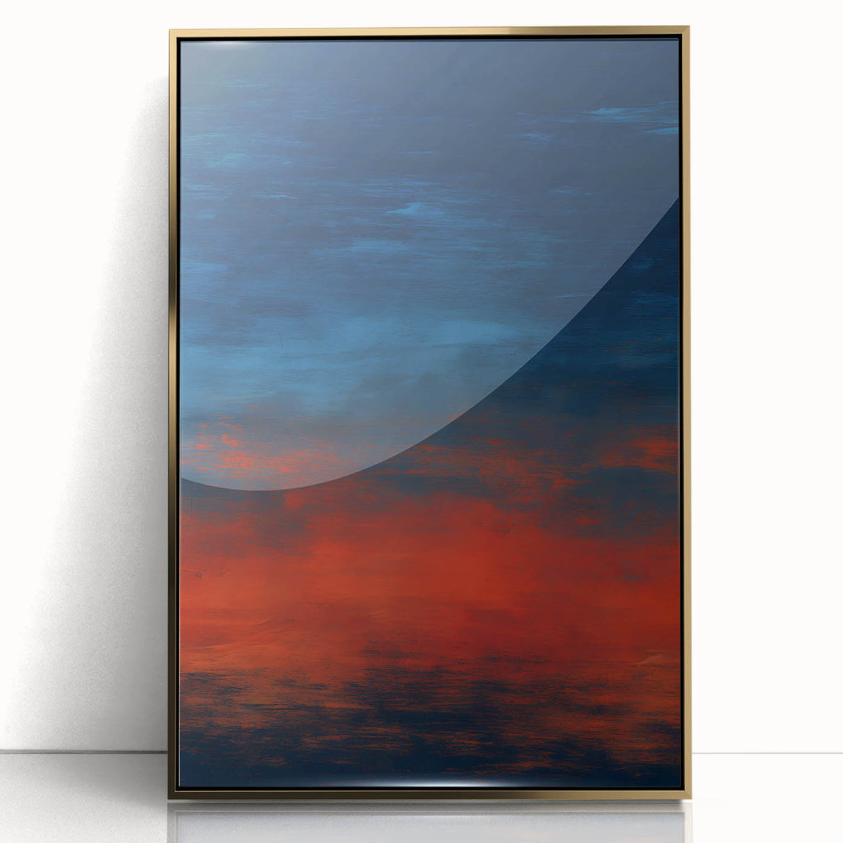 Framed abstract wall art with gold acrylic strokes on a textured background, showcasing modern design elements perfect for contemporary home decor.