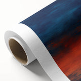 Abstract wall art print on rolled canvas showcasing vibrant strokes in shades of blue, pink, and yellow, perfect for modern interior decor and artistic expression.