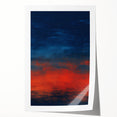 Abstract wall art print showcasing vibrant strokes in shades of blue, orange, and yellow, ideal for modern home decor. Rolled and ready for framing.