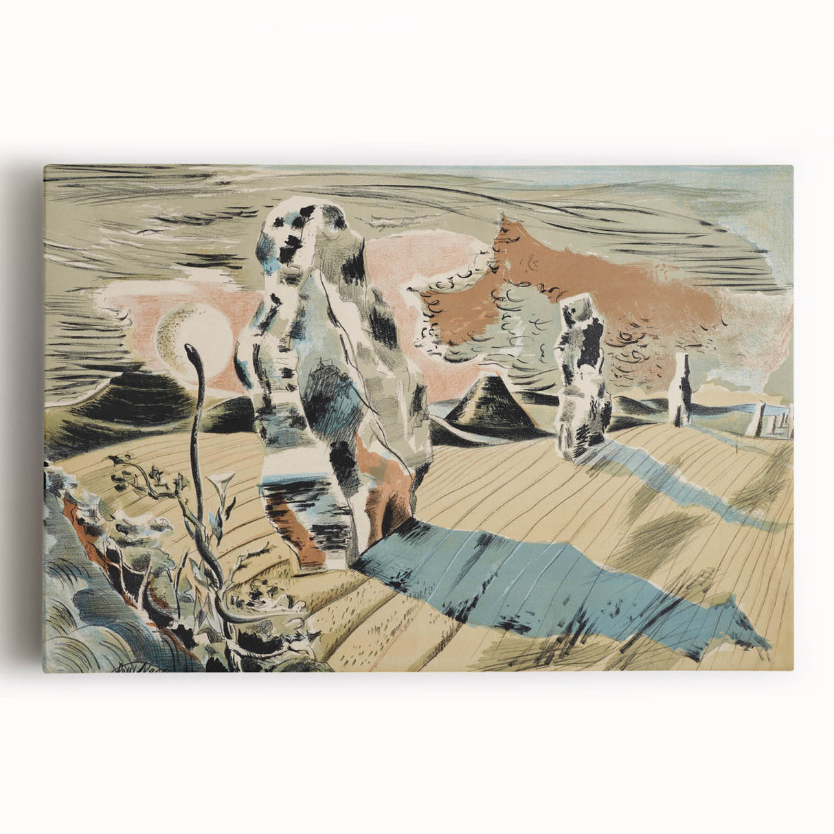 Modern Wall Art: Abstract Landscape Inspired by Paul Nash's Avebury