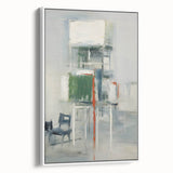 Framed abstract strokes wall art in white, showcasing a modern design with layered textures. Ideal for contemporary decor, enhancing any living space with sophistication.