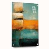 Abstract strokes wall art displayed in an acrylic glass frame, showcasing vibrant colors and unique textures, perfect for modern home decor settings.