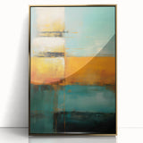 Abstract wall art featuring vibrant gold and black strokes in a sleek acrylic frame, offering a modern aesthetic ideal for contemporary home decor.