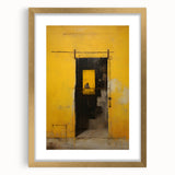 Abstract strokes wall art framed in a gold mat, showcasing a contemporary design with vibrant colors and dynamic patterns, perfect for modern decor accents.