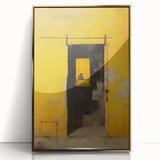 Framed wall art featuring abstract strokes in gold and black, showcasing a modern design that adds elegance to any interior decor. Ideal for contemporary living spaces.