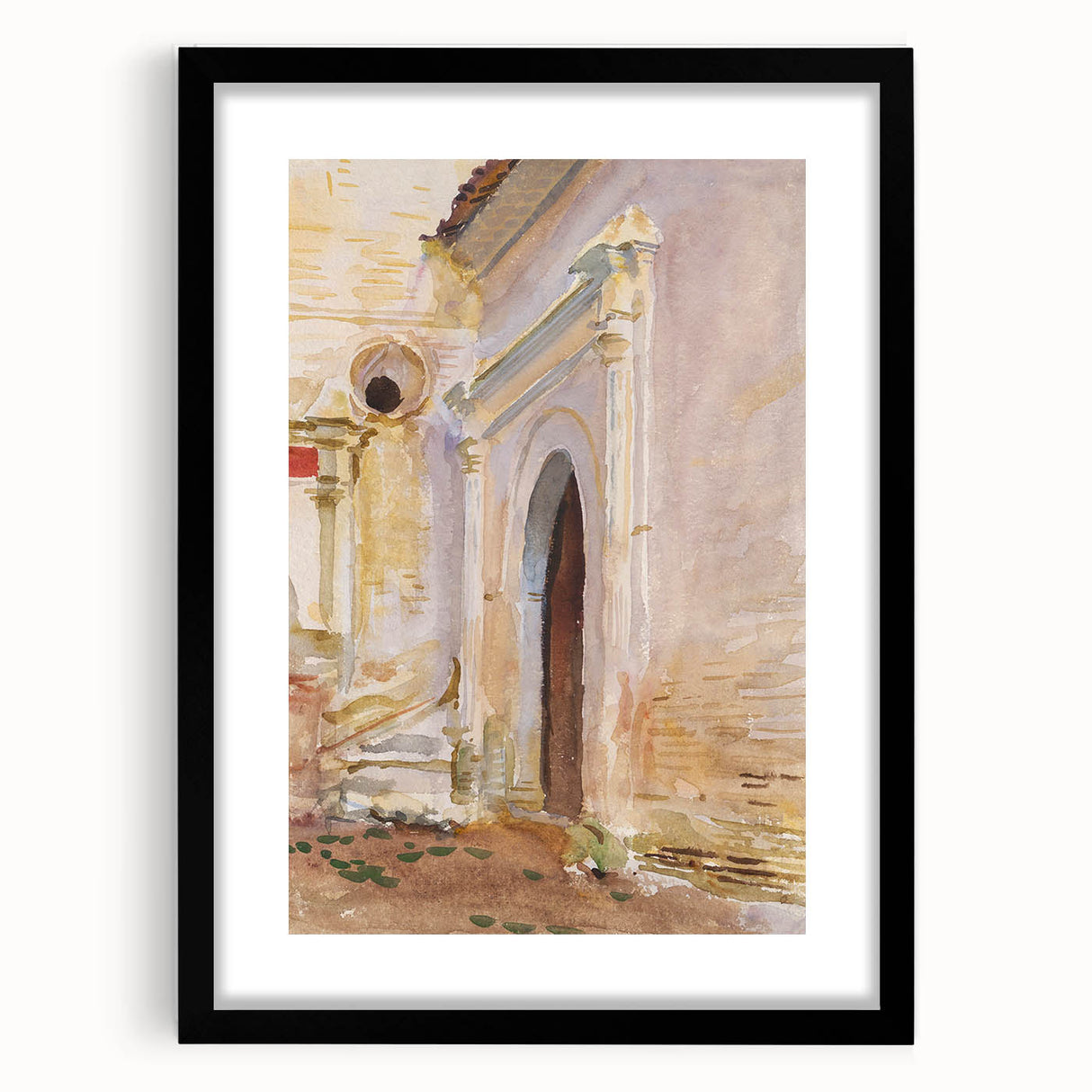 Modern Wall Art: Arched Doorway Watercolor in Earthy and Soft Hues