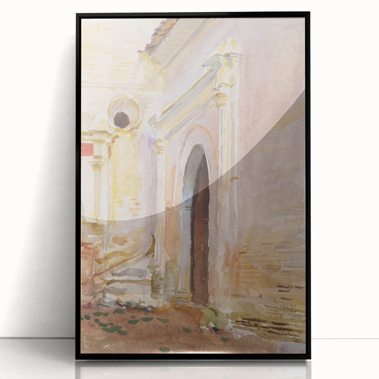Modern Wall Art: Arched Doorway Watercolor in Earthy and Soft Hues