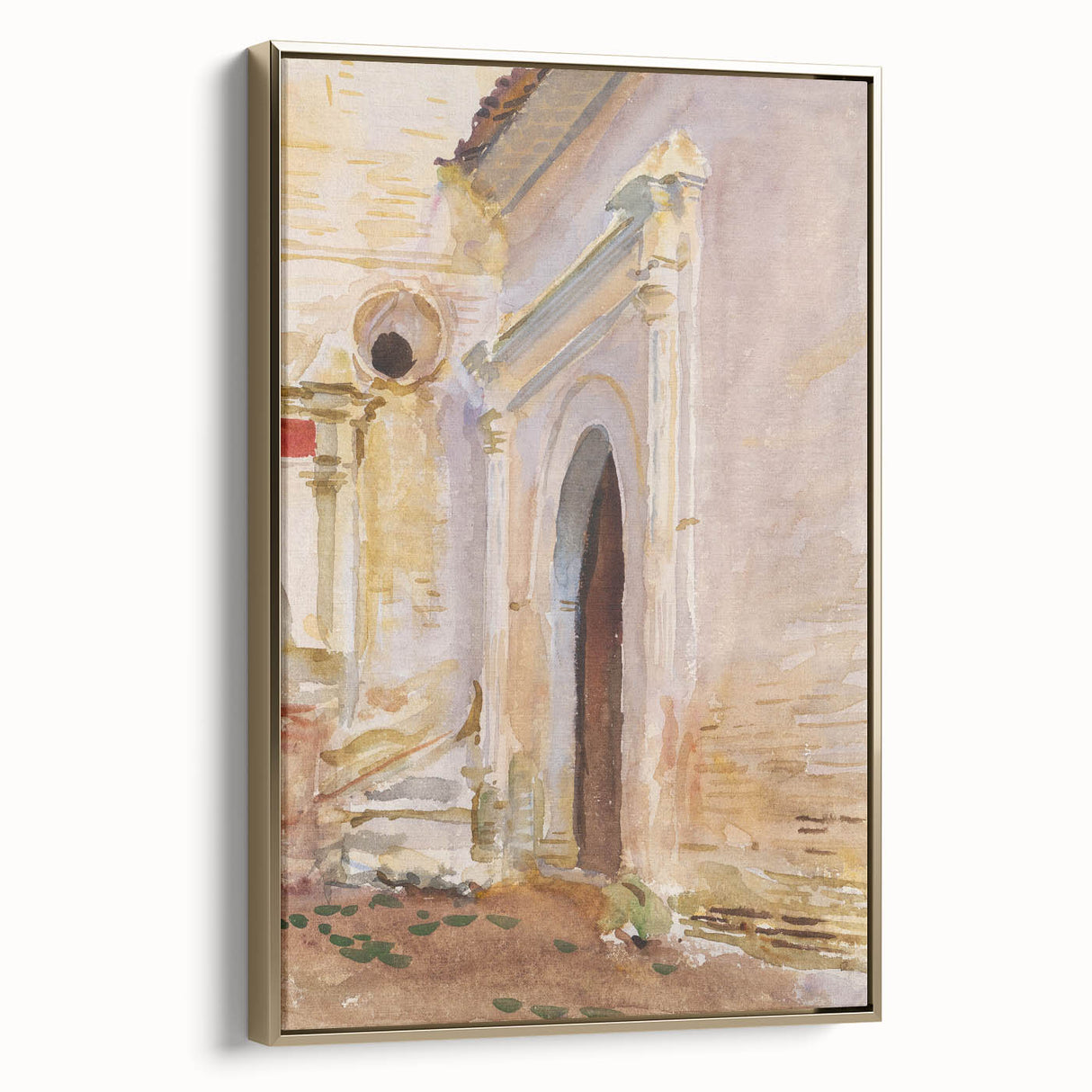 Modern Wall Art: Arched Doorway Watercolor in Earthy and Soft Hues