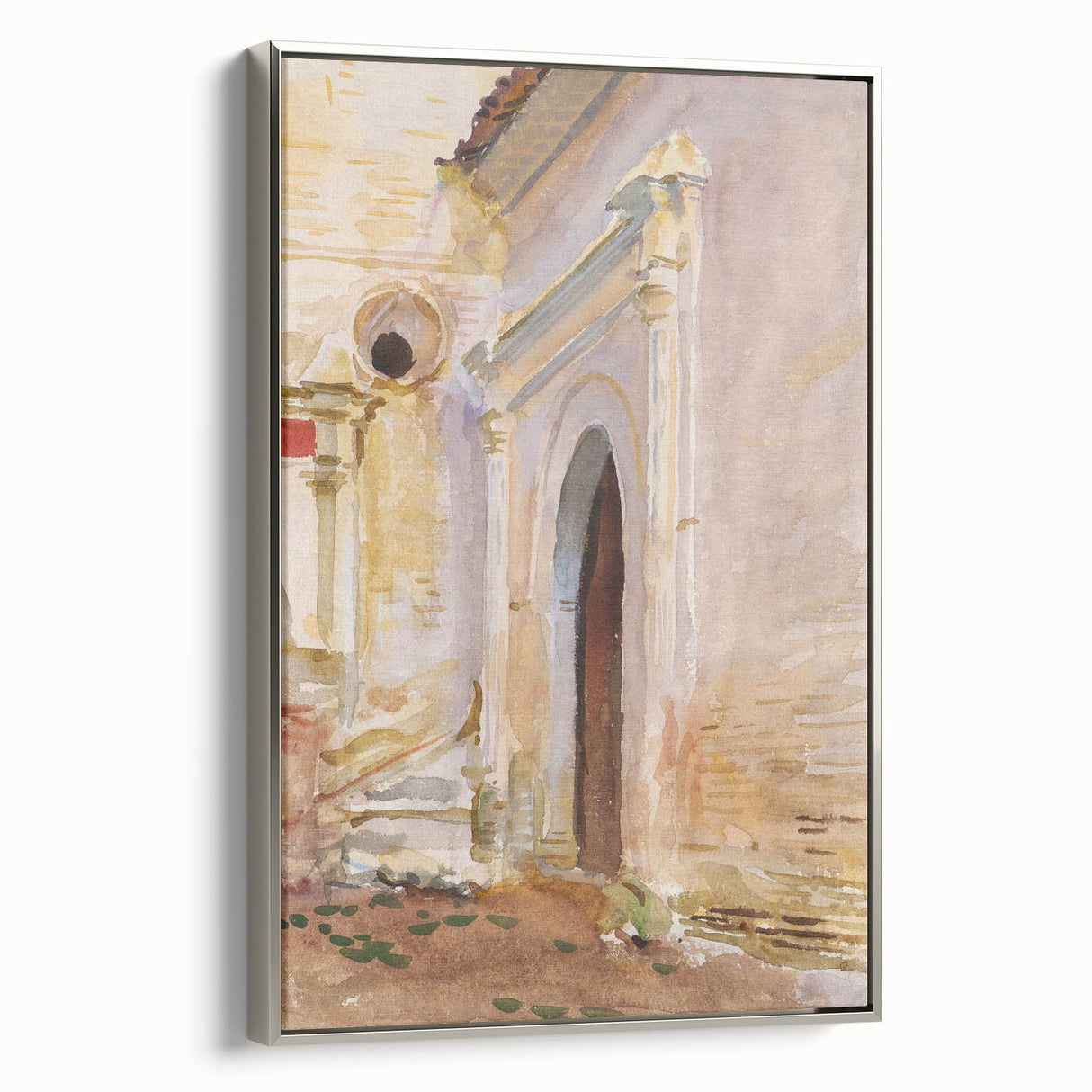 Modern Wall Art: Arched Doorway Watercolor in Earthy and Soft Hues