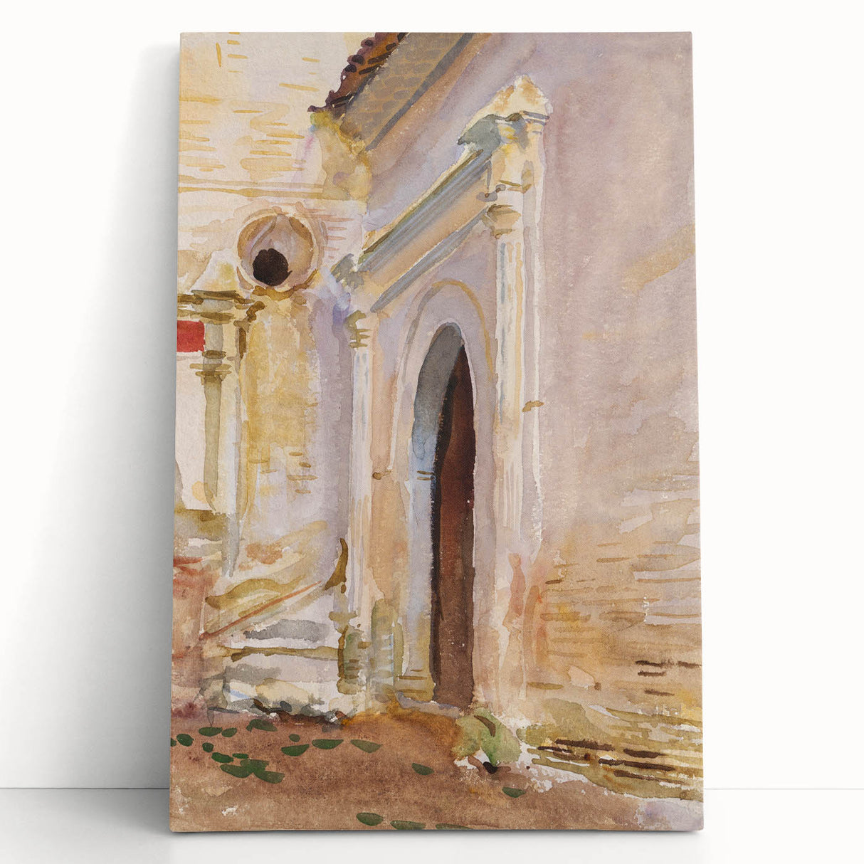 Modern Wall Art: Arched Doorway Watercolor in Earthy and Soft Hues