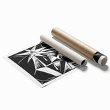 Modern Wall Art: Abstract Linocut with Geometric Black-and-White Design