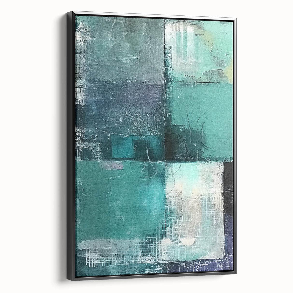 Framed canvas wall art showcasing abstract black strokes on a textured background, viewed from the side, perfect for modern home decor. Ideal for art enthusiasts seeking stylish and contemporary wall accents.
