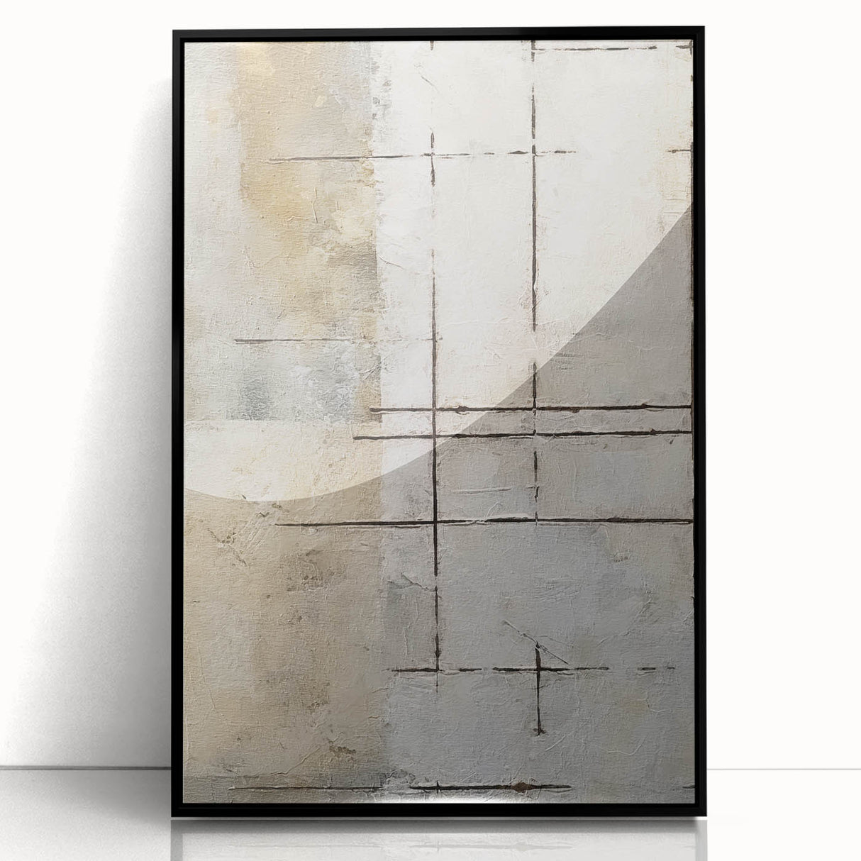 Framed abstract strokes wall art in black and white, showcasing dynamic brush patterns and modern design. Ideal for contemporary decor and artistic spaces.