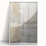Framed abstract strokes wall art featuring a modern design in white and soft pastel colors, enhancing home decor with elegance and sophistication. This piece is perfect for contemporary living spaces and adds a touch of creativity to any room.