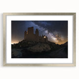 Elegant silver-framed landscape artwork depicting a majestic castle surrounded by lush greenery, highlighting intricate details and a sophisticated mat finish, perfect for home decor.