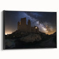 Framed canvas art showcasing a picturesque landscape with a majestic castle, set against a vibrant sky. The artwork features rich colors and intricate details, enhancing any home decor.