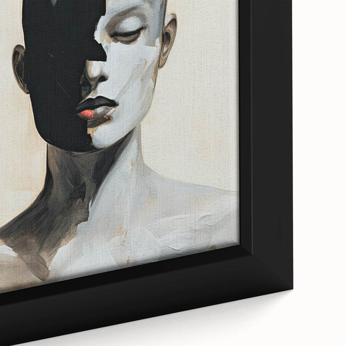 Acrylic Dining Room Artwork - Black, White & Beige Modern Portrait