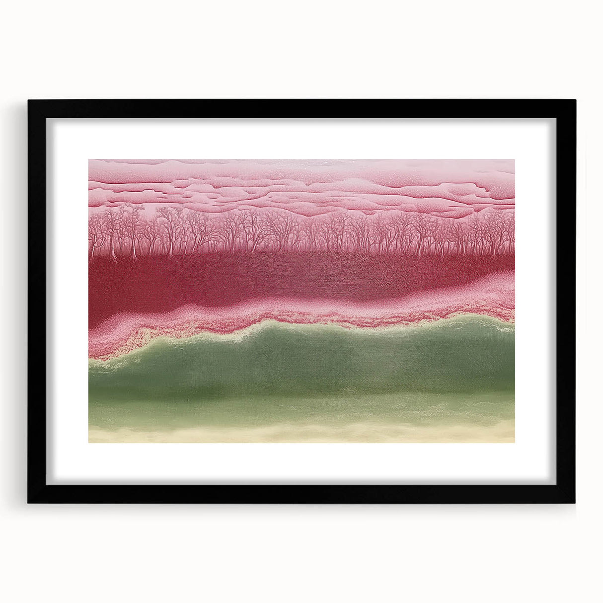 Abstract Office Wall Art – Burgundy & Green Landscape Canvas
