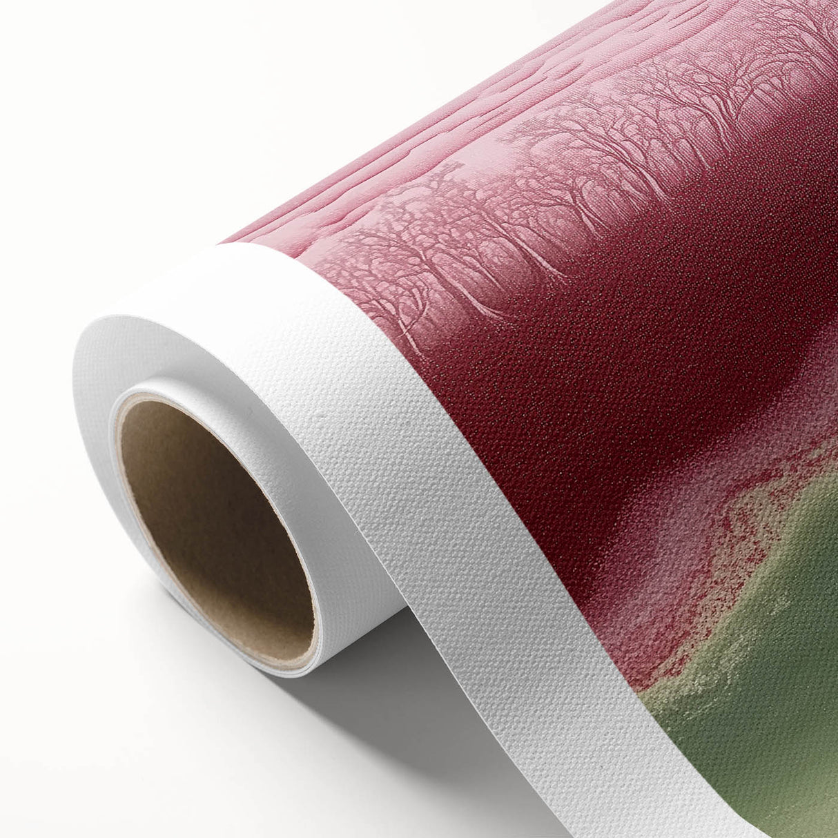 Abstract Office Wall Art – Burgundy & Green Landscape Canvas