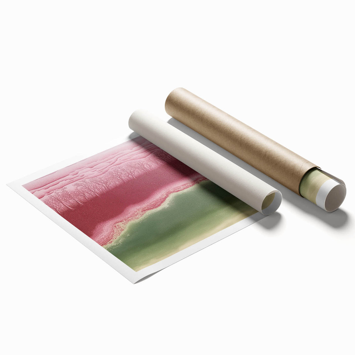 Abstract Office Wall Art – Burgundy & Green Landscape Canvas