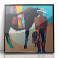 Framed acrylic wall art showcasing an abstract figurative design in black, adding a modern touch to any interior decor. Ideal for contemporary art enthusiasts and stylish home aesthetics.