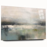 Abstract landscape wall art displayed in a sleek acrylic frame, showcasing vibrant colors and fluid shapes. Perfect for modern home decor, enhancing any space with its artistic flair.