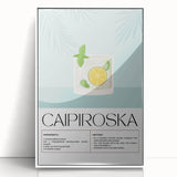 Framed acrylic print of a mid-century modernist food and drinks illustration in pastel shades, ideal for kitchen wall art.