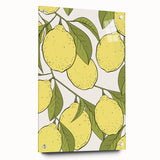 Acrylic glass print of colorful abstract fruit designs, ideal for dining room or kitchen decor.