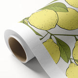 Art Deco style poster of colorful fruits on a rolled canvas, suitable as nursery wall art or for dining room decor.