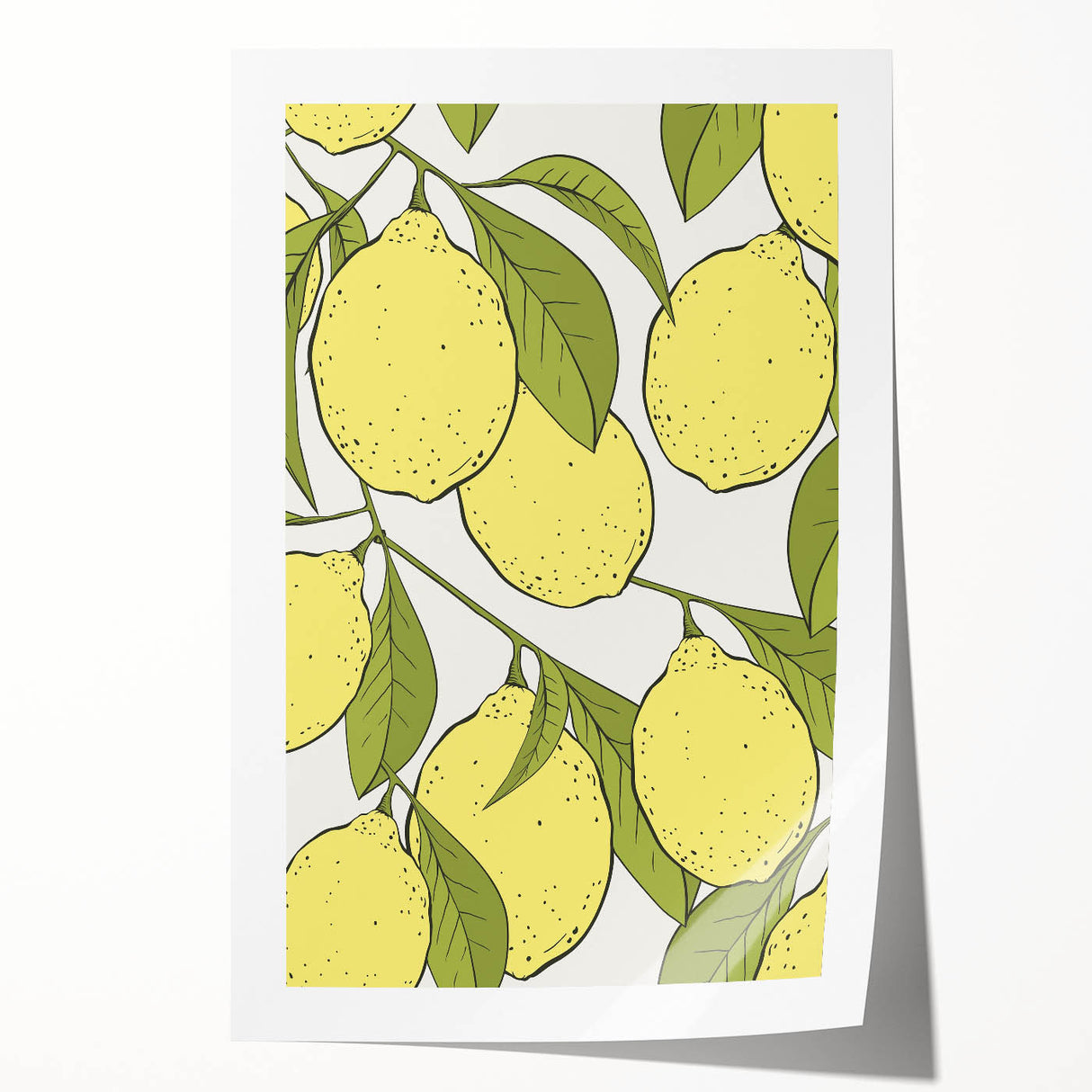 Rolled print of assorted fruits in vibrant colors, ideal for art wall dining room or classy bathroom wall art.