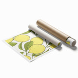 Extra large rolled print featuring an assortment of fruits in vibrant colors.