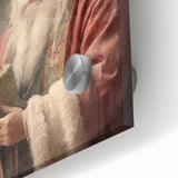 Christmas Framed Art - Santa with Gift Box Seasonal Wall Decoration
